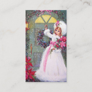 Retro vintage Christmas lady Business Card