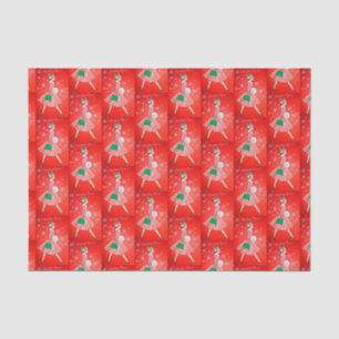 Retro Vintage Christmas lady festive tissue Paper