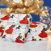 Retro Vintage Christmas lady party wrap Wrapping Paper
