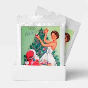 retro vintage Christmas lady Santa Hot Chocolate Drink Mix