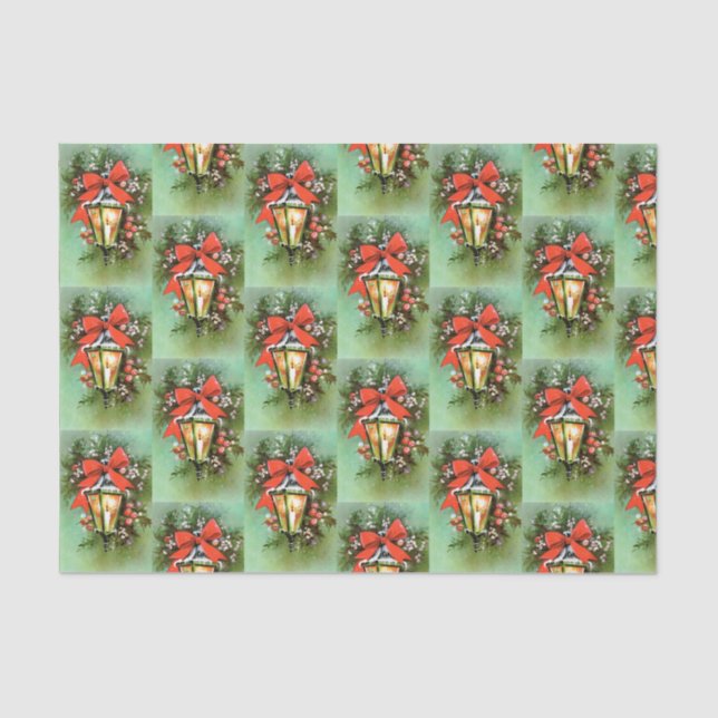 Retro Vintage Christmas lamp pattern tissue Tissue Paper (Front)