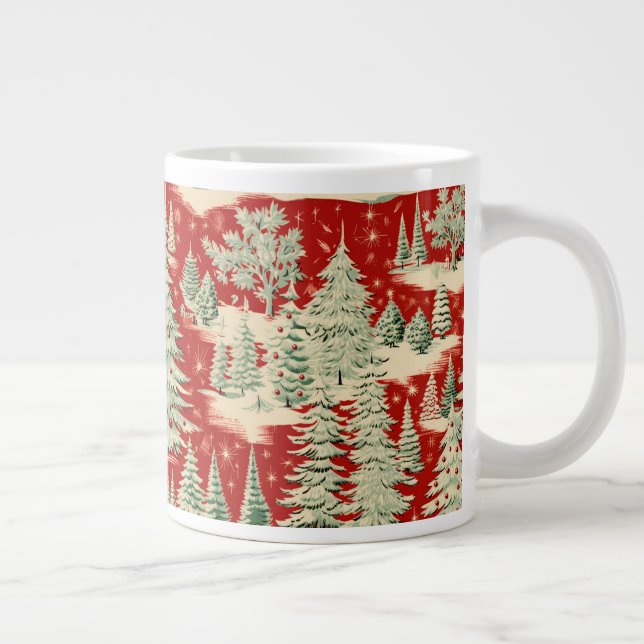 Retro Vintage Christmas Landscape Giant Coffee Mug (Right)
