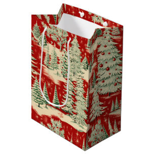 Retro Vintage Christmas Landscape Medium Gift Bag