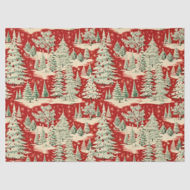 Retro Vintage Christmas Landscape Tissue Paper (Front)
