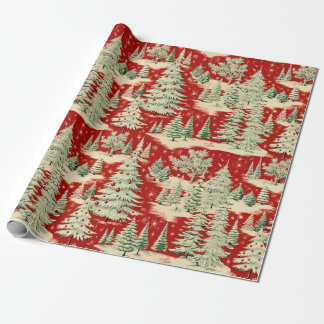 Retro Vintage Christmas Landscape Wrapping Paper