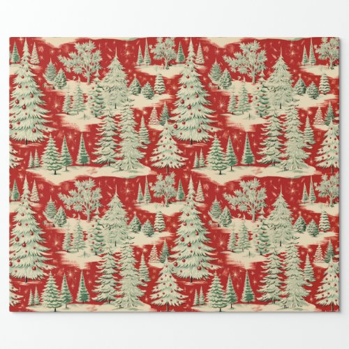 Retro Vintage Christmas Landscape Wrapping Paper