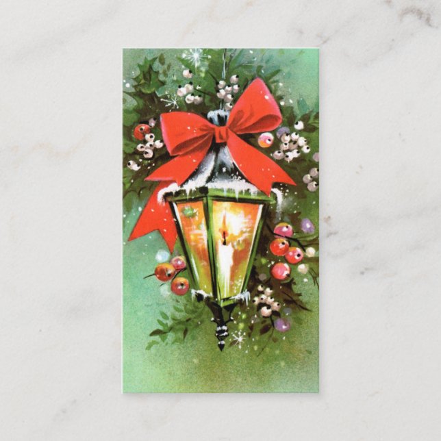 Retro Vintage Christmas light add message card (Front)