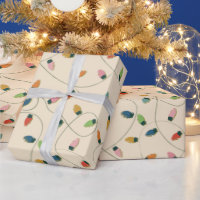 Retro Vintage Christmas Lights Pattern Wrapping Paper