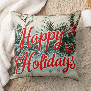 Retro Vintage Christmas: Mid Century Yuletide 2 Throw Pillow