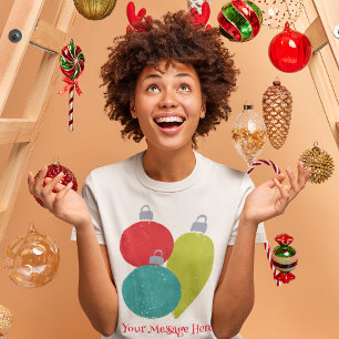 Retro Vintage Christmas Ornaments Custom Message T-Shirt