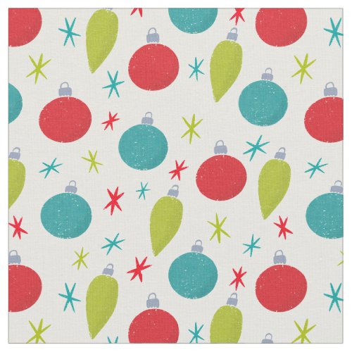 Retro Vintage Christmas Ornaments Patterned Fabric