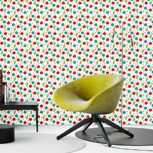 Retro Vintage Christmas Ornaments Patterned Wallpaper