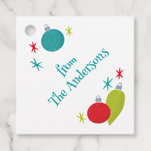 Retro Vintage Christmas Ornaments Personalized Favor Tags