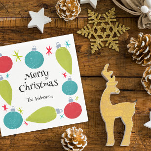 Retro Vintage Christmas Ornaments Personalized Napkins