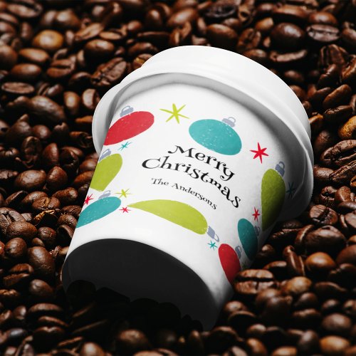 Retro Vintage Christmas Ornaments Personalized Paper Cups