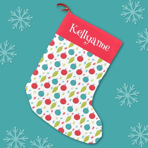 Retro Vintage Christmas Ornaments Personalized Small Christmas Stocking