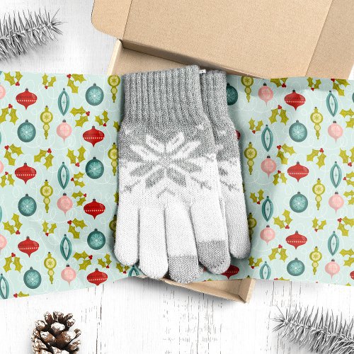 Christmas Wrapping Paper 14 Retro Vintage Christmas Ornaments Tissue Paper