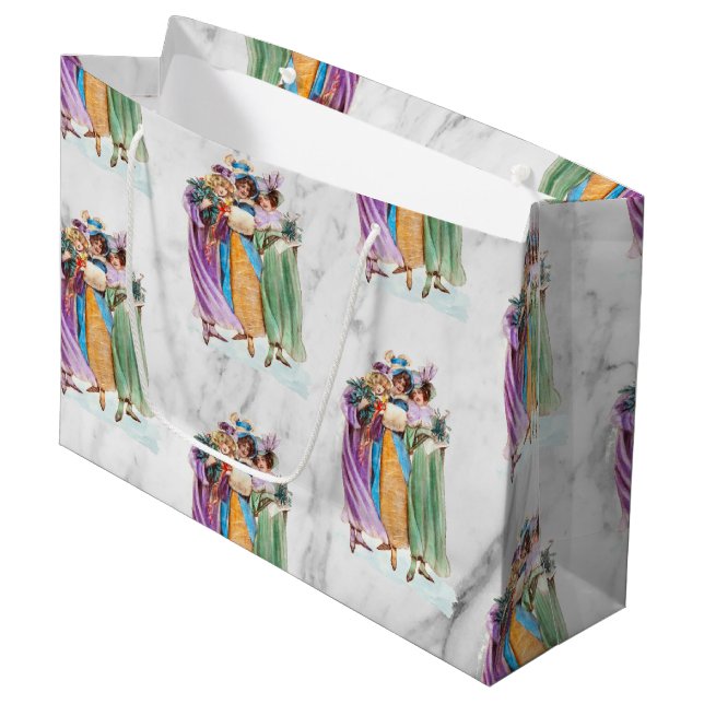 Retro Vintage Christmas Party Ladies Large Gift Bag (Front Angled)