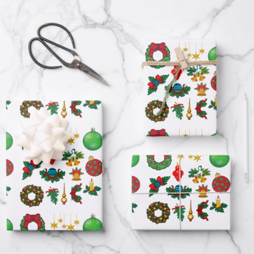 Retro Vintage Christmas Pattern Santa claus Wrappi Wrapping Paper Sheets