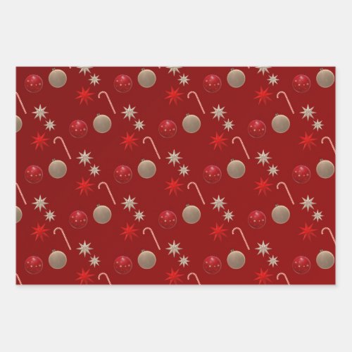 Retro Vintage Christmas Pattern Wrapping Paper Sheets