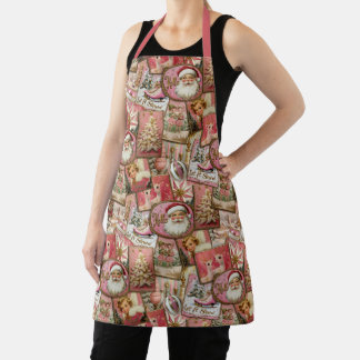 Retro Vintage Christmas: Pink Collage Apron
