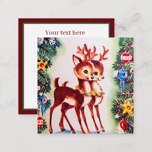 retro vintage Christmas reindeer add text Note Card
