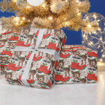 retro vintage Christmas reindeer and stocking Wrapping Paper<br><div class="desc">retro vintage Christmas reindeer and stocking Wrapping Paper</div>