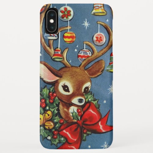 Retro vintage Christmas reindeer iPhone XS Max Case