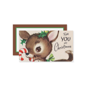 retro vintage Christmas reindeer Holiday  Business Card