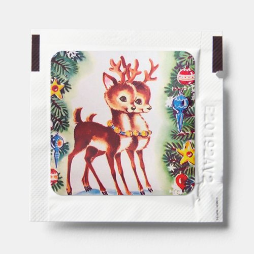 retro vintage Christmas reindeer Holiday Hand Sanitizer Packet