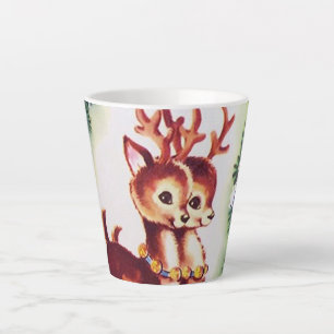 Retro vintage Christmas reindeer Holiday Latte Mug