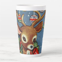 Retro vintage Christmas reindeer Holiday Latte Mug
