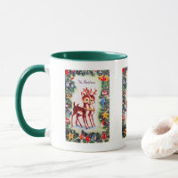 Retro vintage Christmas reindeer Holiday Mug