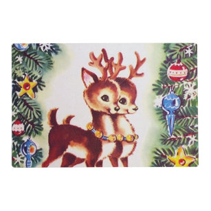 retro vintage Christmas reindeer Holiday party Placemat
