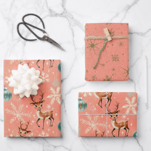 Retro Vintage Christmas Reindeer II Wrapping Paper