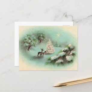 retro vintage Christmas reindeer Postcard