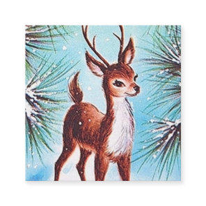 Retro vintage Christmas reindeer Square Business Card