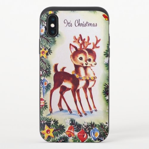 Retro vintage Christmas reindeer iPhone X Slider Case