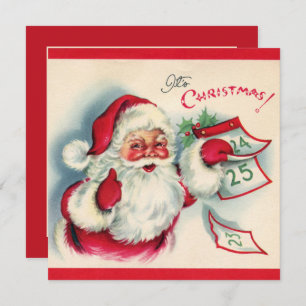 retro vintage Christmas Santa add information Invitation