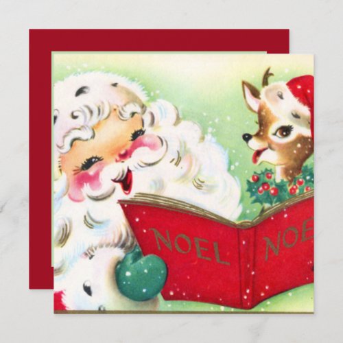 retro vintage Christmas Santa add information Invitation