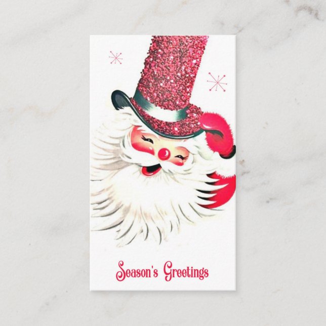 Retro vintage Christmas Santa add message Business Card (Front)