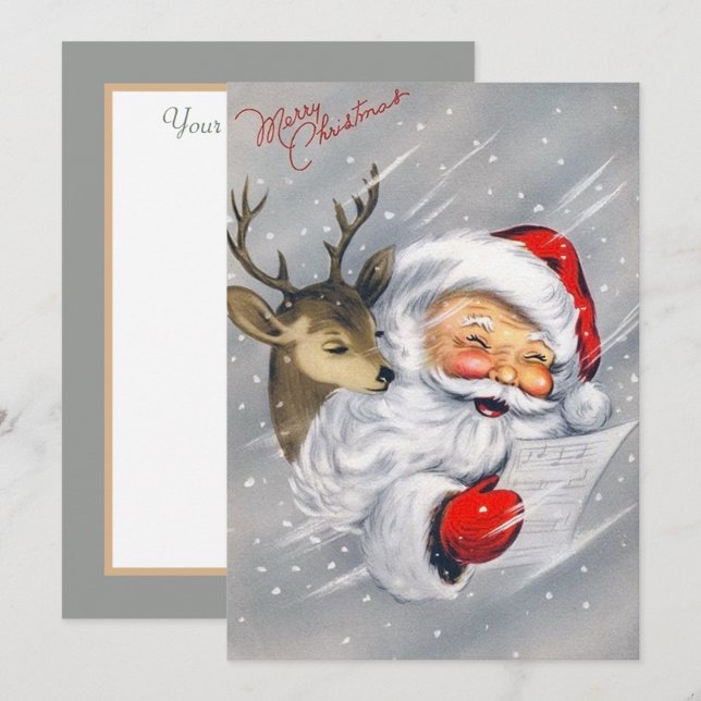 retro vintage Christmas Santa Holiday (Front/Back)