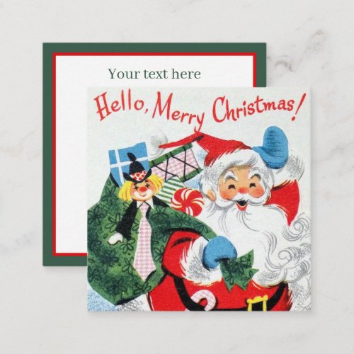 retro vintage Christmas Santa Holiday add text Note Card