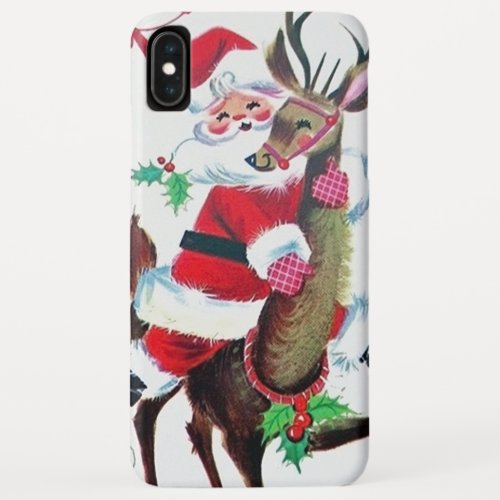 Retro vintage Christmas Santa Holiday iPhone XS Max Case