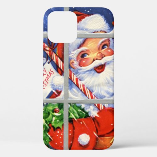 retro vintage Christmas Santa Holiday iPhone 12 Case