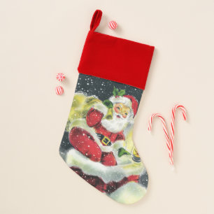 retro vintage Christmas Santa Holiday Christmas Stocking