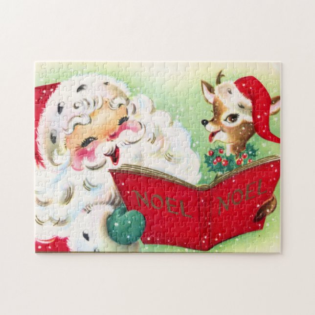 retro vintage Christmas Santa Holiday  Jigsaw Puzzle (Horizontal)