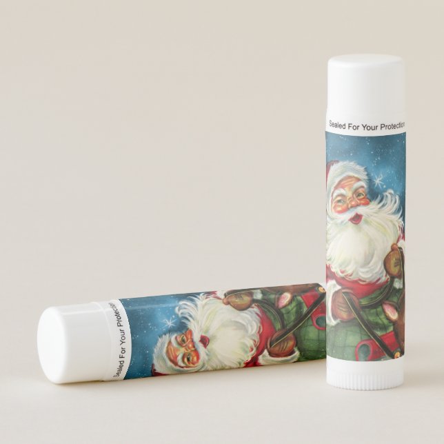 retro vintage Christmas Santa Holiday Lip Balm (Front)