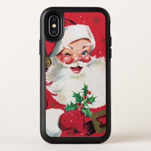 retro vintage Christmas Santa Holiday OtterBox Symmetry iPhone X Case