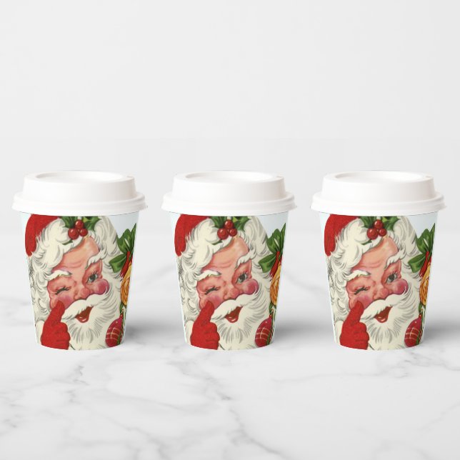 retro vintage Christmas Santa Holiday party  Paper Cups (Multi)
